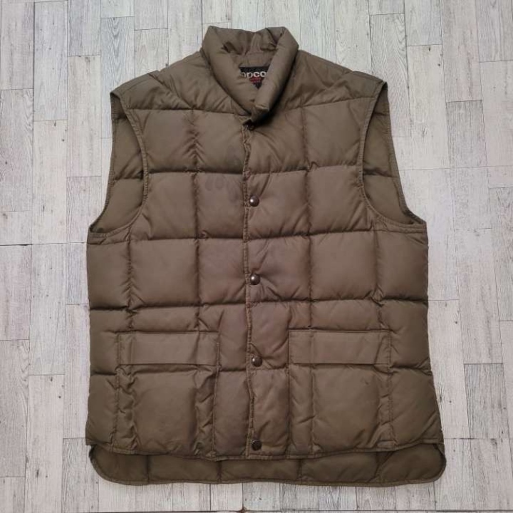 Men's Vintage Tempco Olive Green Goose Down Puffer Vest Size Small USA Made